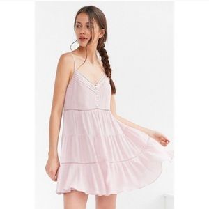 OU Kimchi Blue Lace Up Tiered Babydoll Dress Black